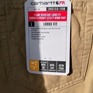 NWT Carhartt Fire Resistant Khaki Pants 2112 Cat 2 Size: 42/32